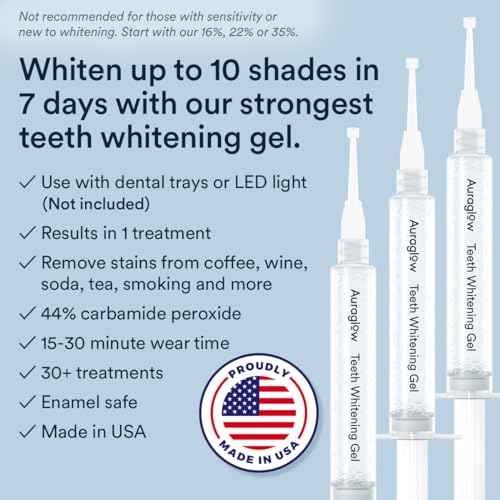Auraglow 44% Teeth Whitening Gel Syringe Refill Pack, 44% Carbamide Peroxide, (3X) 5ml Syringes, 30 Whitening Treatments