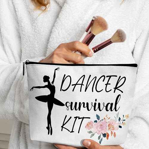 Ballet Dance Makeup Bag, Ballerina Dance Recital Gifts For Girls, Preppy Stuff Travel Cosmetic Bag, Dancer Survival Kit A11