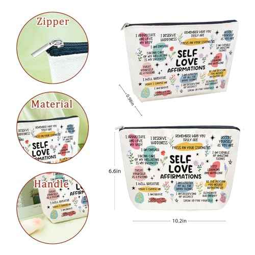 Self Love Gifts Small Cosmetic Bag Mental Health Positive Affirmations Makeup Pouch Bags for Women Teen Makeup Bag