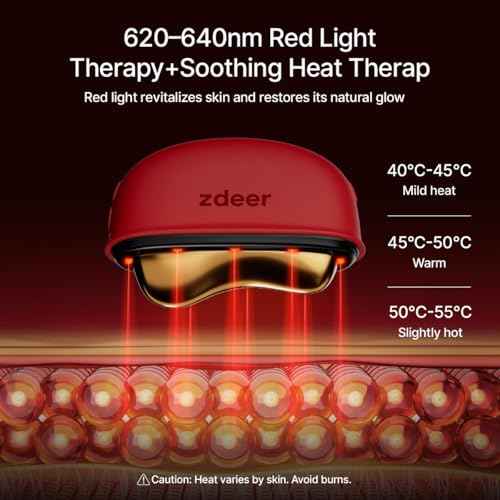 Electric Gua Sha Facial Tool, Heated Brass Face & Neck Massager with LED Red Light Therapy & Soothing Vibration, Smart Dual-Mode Design Beauty Skincare Device for Sculpting, Lifting & Relaxation