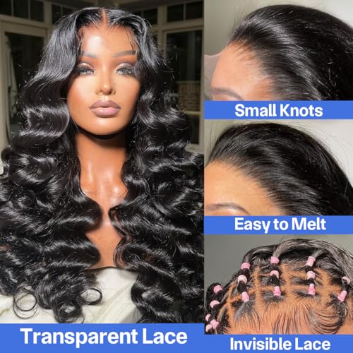 13x6 Body Wave Lace Front Wig Human Hair 180% Density Glueless Lace Front Wigs Human Hair Pre Plucked Frontal Wig Body Wave Human Hair Wigs for Women HD Lace Front Wigs 26 Inch