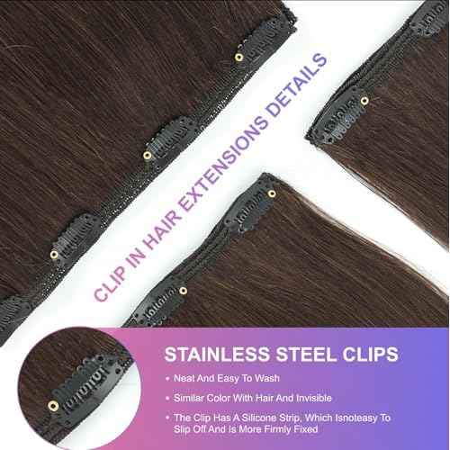 Honsoo Hair Extensions Clip Ins Real Human Hair Medium Brown Fading To Honey Blonde 100g 12in 7pcs Full End Stunning Soft Shine Hair Extensions