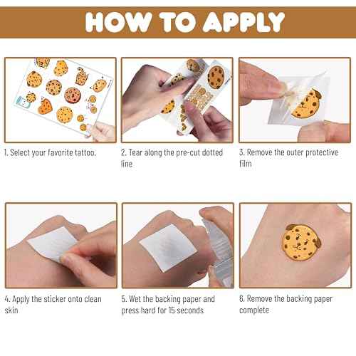 96PCS Cookie Pre-Cut Temporary Tattoos 8 Sheets 96PCS Milk and Cookies Party Decorations Supplies Favors Candyland Theme Birthday Cute Stickers Christmas Gifts for Boys Girls Class School Prizes