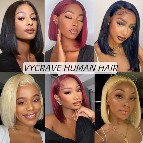 99j Bob Wig Human Hair 14 inch Lace Front Wigs Human Hair 180 Density 13x4 HD Straight Red Bob Wig Human Hair Pre Plucked with Baby Hair Glueless Burgundy Lace Frontal Wigs for Women
