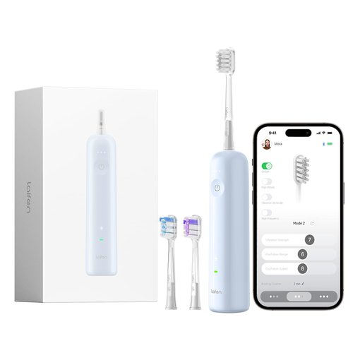 Laifen Wave Electric Toothbrush, Oscillation & Vibration Sonic Electric Toothbrush for Adults with App, 3 Brush Heads, IPX7 Waterproof Magnetic Rechargeable Travel Powered Toothbrush ABS(Blue)
