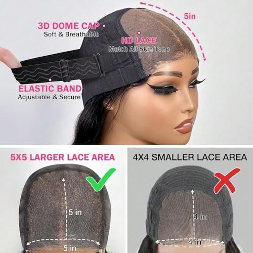 22 Inch Glueless Wigs Human Hair Pre Plucked Pre Cut for Beginner friendly HD Lace Body Wave Lace Wigs Human Hair 180% Density 3 Seconds to Wear Glueless Wigs