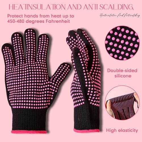 Riyiper 3 Pairs Heat Resistant Gloves for Sublimation, Gloves for Heat Press with Silicone Bumps Applies to Resistant Work, Hair Styling, Universal Fit Size