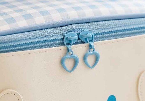 Many Rainbows Cinnamoroll PU Cosmetic Bag Makeup Pouch Travel Portable Vanity Case Organizer with Handle - White