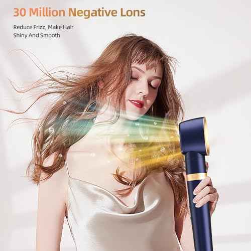 T-GOGO Hair Dryer Brush Professional: 6 in 1 Hot Air Hair Styler & Dryer Set, Powerful Hair Air Curling Iron High-Speed Negative Ionic Blow Dryer, Auto-Wrap, No Heat Damage (Dark Blue)