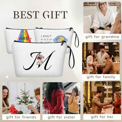 Women Gifts for Birthday,Unique Gifts for Women, age Gifts,Sister Gifts,Friends Gifts,Makeup Bag with Mirror,Birthday Gifts for Friends Female,Personalized Gifts,Mothers day Gifts,Letter M