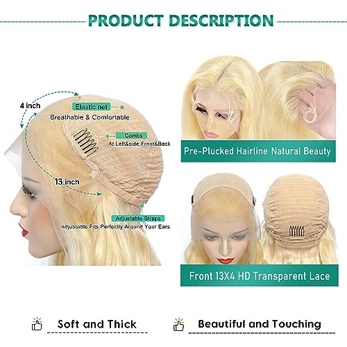 613 Lace Front Wig Human Hair 13x4 Body Wave Blonde Lace Front Wigs Human Hair 180% Density 613 HD Lace Frontal Wig Pre Plucked With Baby Hair 22 Inch