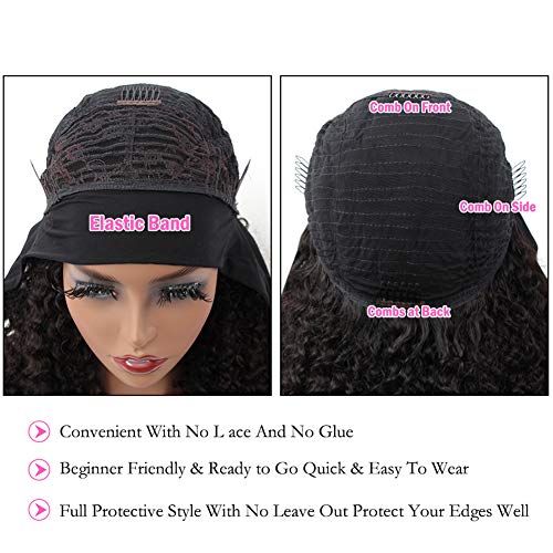 ISEE 10A Headband Wig Straight Human Hair Wigs for Black Women 180% Density Brazilian Virgin Hair Machine Made Headband Wig Non Lace Front Human Hair Wigs 16 inch