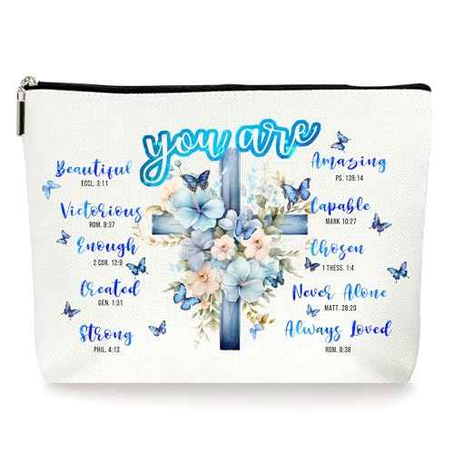 Christian Gifts for Women with Bible Verse, Inspirational Motivational Cheer Up Thoughtful Gifts for Women, Christian Mothers Day Christmas Birthday Gifts for Women, Cosmetic Makeup Bags. (064)