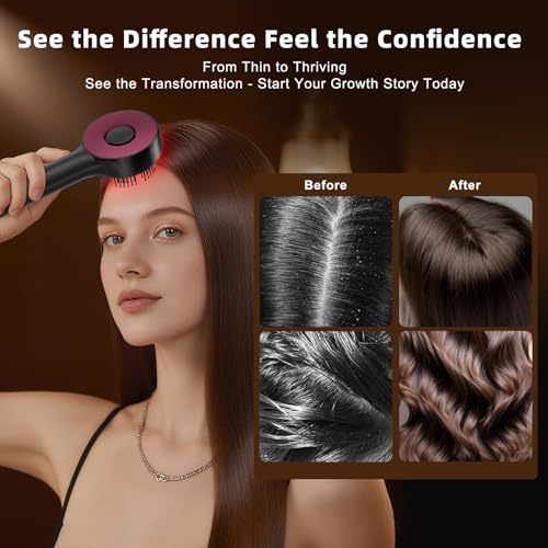 Hair Growth Comb, 3 in 1 Hair Growth Brush Electric Scalp Massager Oil Applicator High Frequency Comb, IPX7 Waterproof Portable Head Massager for Home & Travel