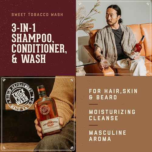 18.21 Man Made Original Sweet Tobacco 3-in-1 Body Wash, Shampoo, & Conditioner for Men, All Hair & Skin Types, Strengthens and Moisturizes in a Manly Aroma, 18 Fl Oz