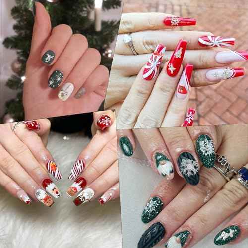 Christmas Acrylic Nail Charm 3D Christmas DIY Christmas Tree, Snowflakes, Reindeer, Bell Nail Art Accessories Christmas Nail Art Decoration Women and Girls
