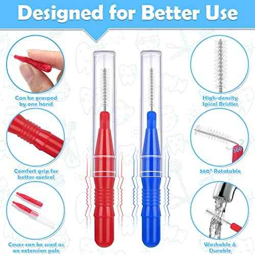 120Pcs Interdental Brushes 2 Sizes, 360¡Æ Bendable Soft Bristles Braces Brush Dental Brushes Between Teeth Gum Interdental Brushes for Gum Braces Oral Teeth Cleaning Tool