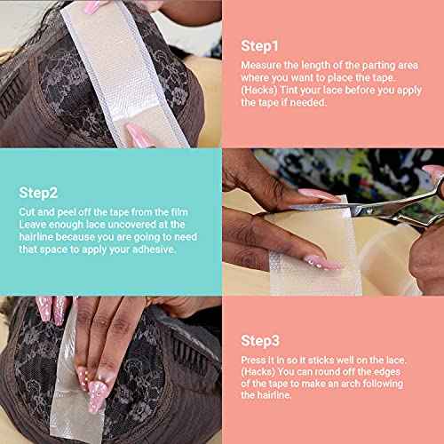 STUDIO LIMITED Fake Scalp Tape Lace Wig Grids and Knots Eraser Silicone Melting Tape, Bye Bye Lace Grid HD Natural Hide Cover Skinlike Durable Breathable Reusable Ultra-Thin Non-Slip Tape (Natural)