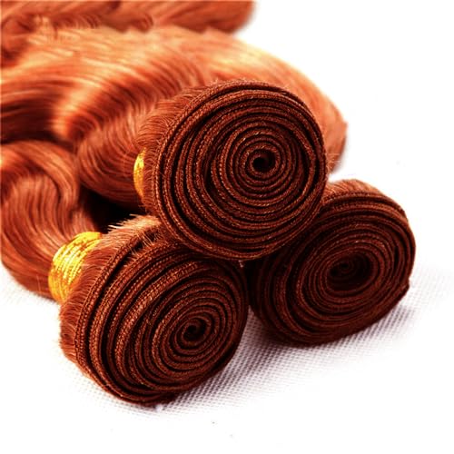 #33 Reddish Brown Bundles Human Hair Body Wave Bundles 26 28 30 Inch Unprocessed Brazilian Virgin Hair Copper Red Body Wave 3 Bundle Human Hair Extensions 50 Gram Per Bundle