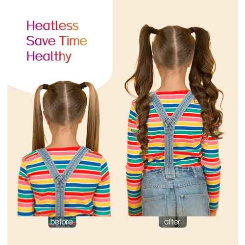 Extra Long Heatless Velour Curling Rod Headband - 61" No Heat Soft Cotton Curling Ribbon Kit for Women (Pink)