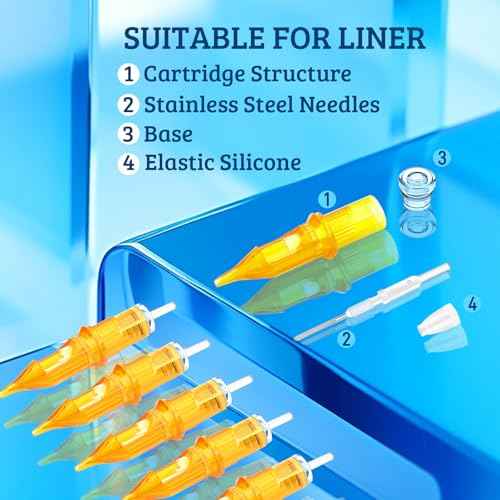 Tattoo Cartridge Needles, ATOMUS 10pcs 3RS 5RS 7RS 9RS Round Shader Disposable Tattoo Needle for Pen Rotary Machine Tattoo Supplies (Yellow 7RS 10pcs)