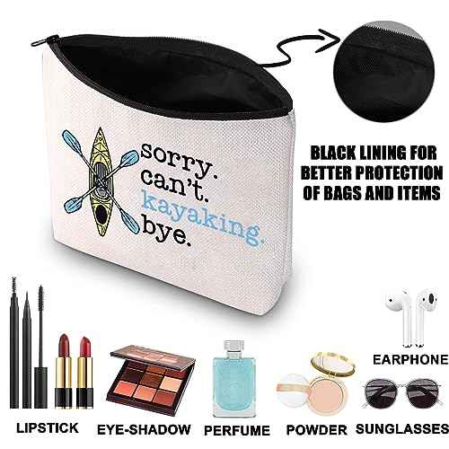 JNIAP Kayaking Makeup Bag Kayak Lovers Gifts Kayaking Gifts Sorry Can't Kayaking Bye Kayaking Zipper Pouch (Kayaking Bye)