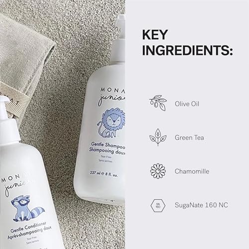 MONAT Junior¢â Gentle Shampoo and Conditioner Set ? Safe, Tear-Free, Anti-Frizz, All-Natural, Sulfate- & Paraben-Free Hair Care for Kids ? 414 ml. (14 fl. oz.)