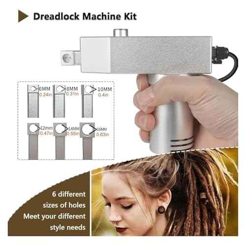 Portable Dreadlock Machine for Instant Locs, Handheld DIY Automatic Loc Machine with 6 Interchangeable Holes for Fast & Easy Dreadlocks Extensions, Professional FastLocs Tool