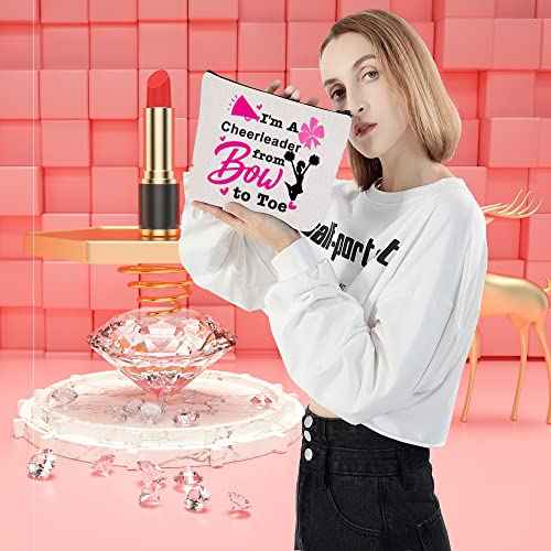 LEVLO Funny Cheerleader Gifts I'm A Cheerleader from Bow to Toe Makeup Bags Cheer Team Gift (I'm A Cheerleader)