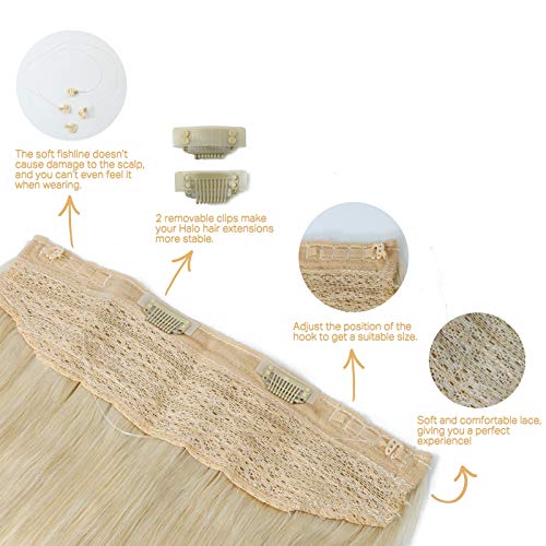 WindTouch Wire Hair Extension 16inch Solid Color Platinum Blonde #60 Remy Real Human Hair Wire Extensions 80g/Pack Invisible Hidden Secret Fishline Flip In Hair Extensions