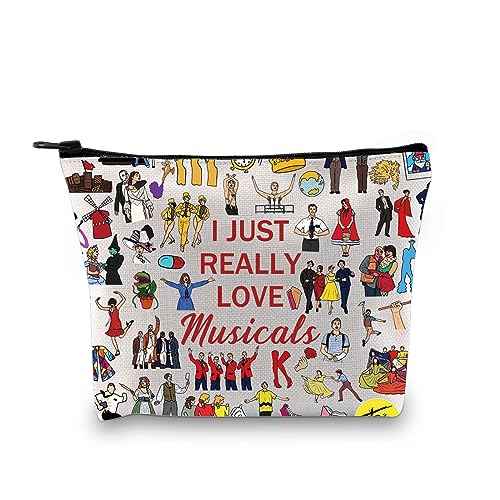 G2TUP Theatre Musical Lover Gift I Just Really Love Musicals Makeup Bag Music Fan Cosmetic Bag Musicals Merchandise (I Just Really Love Musicals MB)