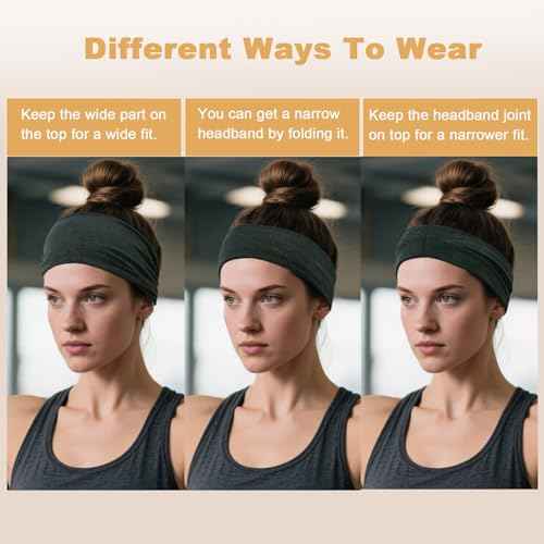 6 Pack Wide Headbands for Women - No Slip Hair Bands for Sports Yoga Workout Running Daily Use, Soft Stretchy Elastic Sweat Wicking Head Wraps Hair Accessories