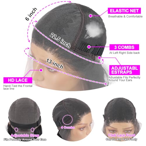 13x6 Lace Front Wigs Human Hair Straight 180% Density Glueless Human Hair Wigs for Black Women 13x6 Straight Lace Front Wigs Pre Plucked Lace Wigs 26 Inch