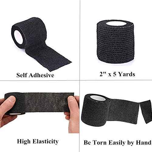 Tattoo Grip Cover Wrap - Yuelong 24pcs 2¡± x 5 Yards Black Disposable Cohesive Tattoo Grip Tape Wrap Elastic Bandage Rolls Self-Adherent Tape for Tattoo Machine Grip Tube Accessories, Sports Tape