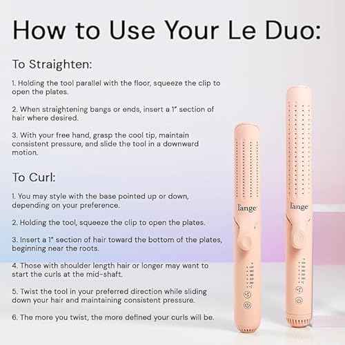 L'ANGE HAIR Le Duo Grande 360¡Æ Airflow Styler | 2-in-1 Curling Wand & Titanium Flat Iron Professional Hair Straightener and Curler with Cooling Air Vents to Lock in Style (Blush)