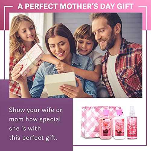 Bath & Body Care Travel Set - Home Spa Set with Body Lotion, Shower Gel and Fragrance Mist, Personal Body Care Travel Set for Birthday Christmas New Year Gifts(Japanese Cherry Blossom)