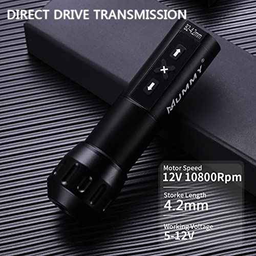 Mummy Rotary Tattoo Pen Machine Kit with Extra 40mm Tattoo Grip and Extra Tattoo Battery Coreless Motor Digital LED Display