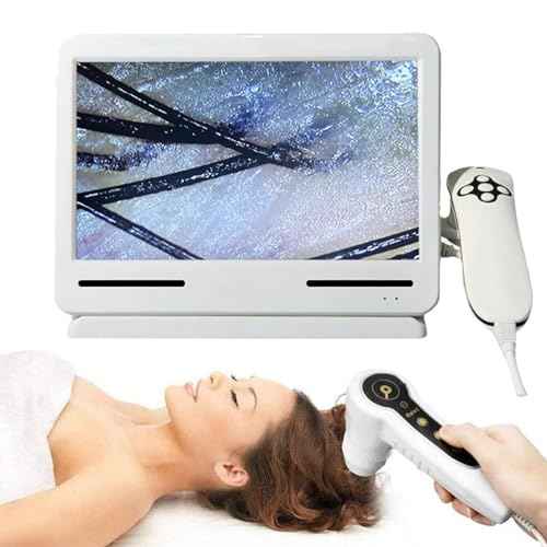 Skin Diagnosis Hair Analyzer, 10.1 Inch 200x LCD Screen Digital Skin Detector Moisture Tester Hair Skin Analyzer Rechargeable Skin Oil Moisture Magnifying Tester