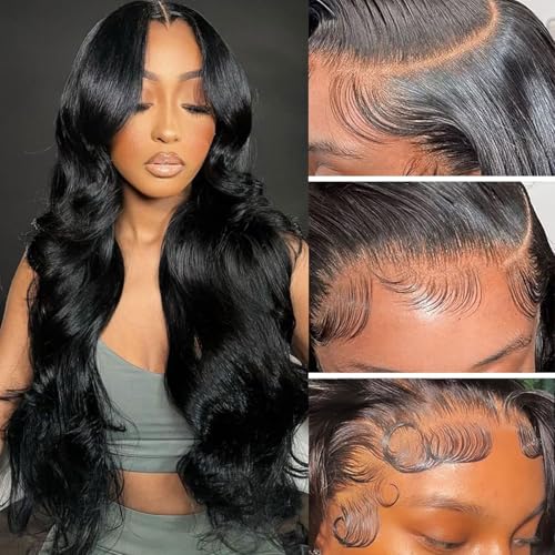 13x6 Frontal Human Hair Body Wave HD Transparent Ear to Ear 18 Inch Lace Frontal Closure With Baby Hair Free Part 100% Virgin Human Hair Natural Black