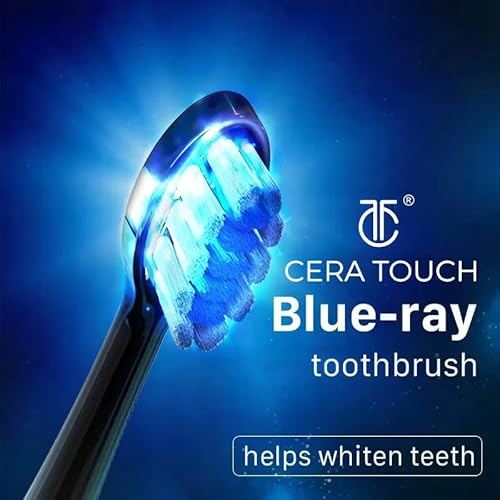 CERA TOUCH 6 Blue LED Whitening Electric Toothbrush| Electric Toothbrush for Adults | 4 Modes With Smart Timer Plaque Removal & Memory Function | 2Heads | IPX7 Waterproof |Travel Case |WirelessCharger