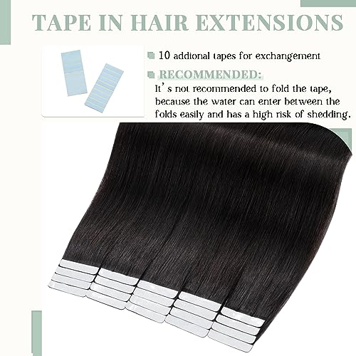 Rich Choices Tape in Hair Extensions Human Hair, 40pcs 100g 100% Remy Tape Hair Extensions Real Human Hair,Seamless Balayage Skin Weft Tape in Hair Extension 22 Inch #1B Natural Black