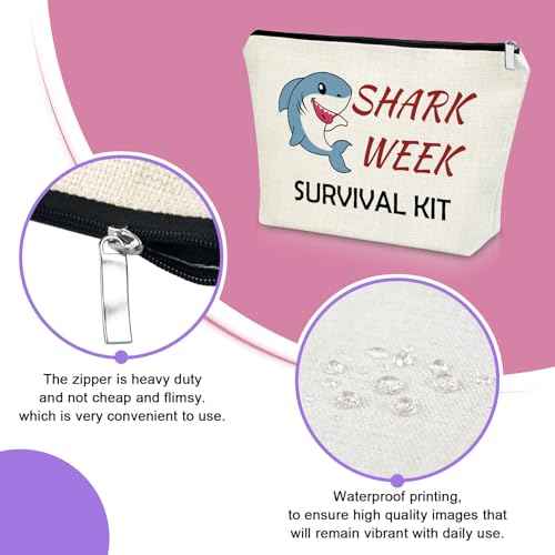 Sazuwu Shark Week Makeup Bags Cosmetic Organizer Shark Themed Gifts for Women Adults Animal Lovers Birthday Christmas Graduation Friendship Present