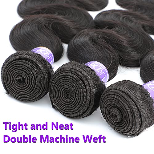 12A Grade Brazilian Body Wave Human Hair Weave Human Hair Bundles Brazilian Virgin Hair For African Americans Women 3 Bundles Total 300g/10.5oz 16 18 20inch