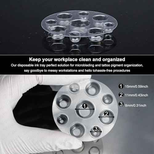 Guapa 10pcs/Box Disposable Tattoo Ink Cup Tray - Eco-Friendly Plastic, Portable and Hygienic Tattoo Pigment Holder for Professional and Novice Use (Transparent nine-hole tray)