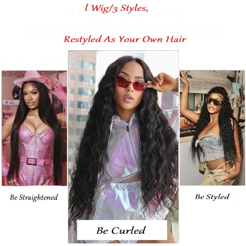 13x4 Deep Wave Lace Front Wigs Human Hair 200 Density HD Full Lace Frontal Wigs Pre Plucked Bleached Knots Curly Human Hair Wig 20 Inch Wigs for Black Women