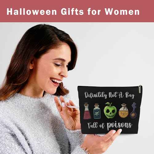 Definitely Not A Bag Full of Poisons Makeup Bag, Witchy Gifts for Women, Villains Inspired Cosmetic Bag with Zipper