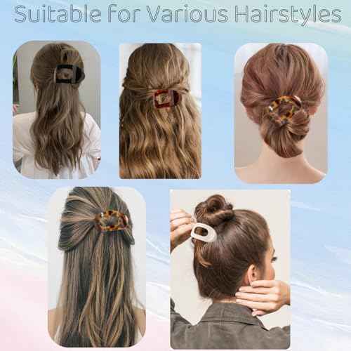 6PCS Flat Hair Clips for Women, French Design Flat Hair Claws, Secure Hold Inner Teeth Hair Claw Clips, Strong Hold No Slip Hair Barrettes For Lying Down Holiday Christmas Gifts