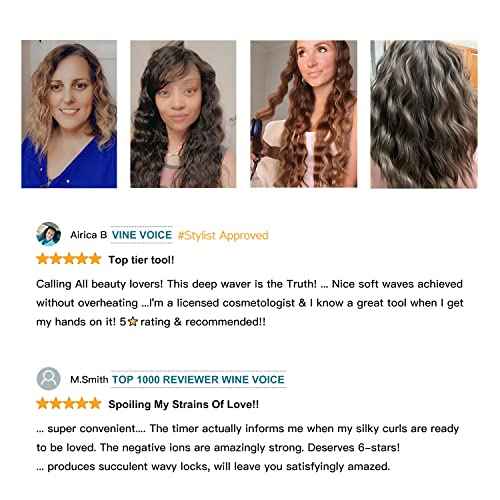 MIRACOMB Titanium Deep Waver Iron, Ion Technology, Digital Heat Settings, Auto Off, Dual Voltage (12.2 inches, Wavy Hair, Hair Waver)