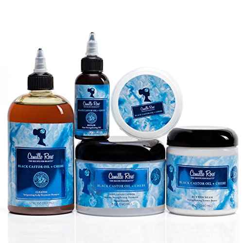 Camille Rose Vegan Black Castor Oil & Chebe Deep Hair Conditioner, with Jojoba Oil to Strengthen, Repair Damage, and Reduce Breakage, 8 oz