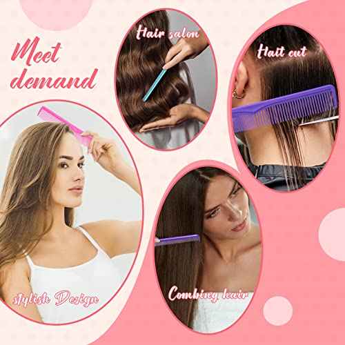 Meanplan Carbon Fiber Hair Cutting Combs - 24 Pieces Fine and Wide Tooth Professional Barber Combs for Men and Women (Light Color)